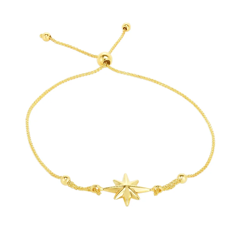 Best bangle bracelets with crystal inlays for a sparkling, glamorous appearance-14K Gold North Star Bolo Bracelet