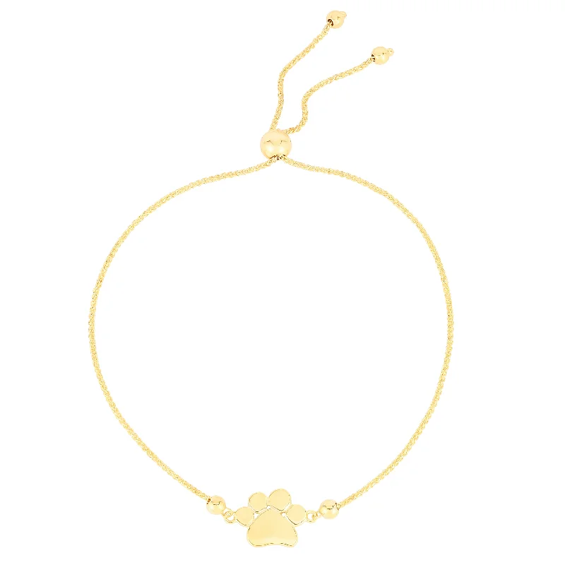 Best bangle bracelets with pastel enamel for a soft and delicate aesthetic-14K Gold Paw Print Friendship Bracelet