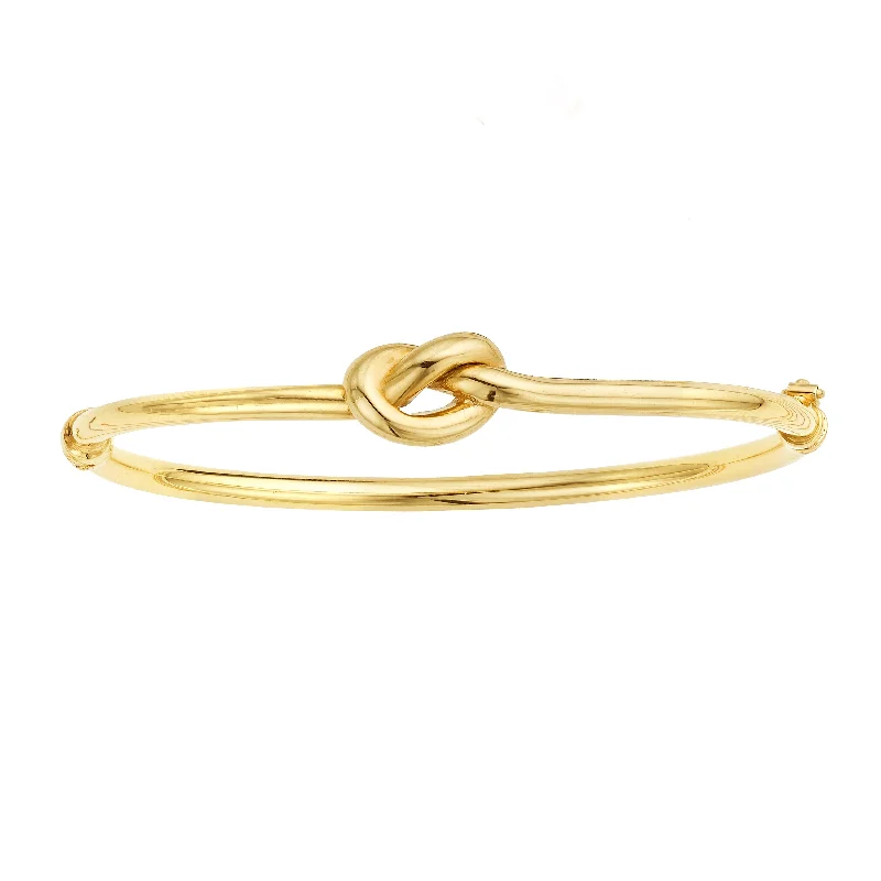 Best bangle bracelets with enamel detailing for a colorful and unique design-14K Gold Polished Puffed Love Knot Bangle