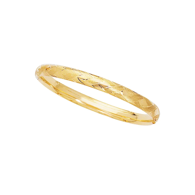 Best bangle bracelets with crystal inlays for a sparkling, glamorous appearance-14K Gold X Pattern Bangle