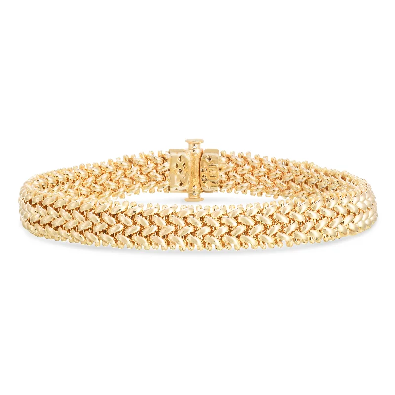 Simple gold bangle bracelets with smooth finishes for a classic and elegant style-14K Medium Mesh Rice Bracelet