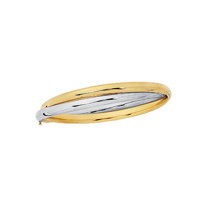 Oversized bangle bracelets with unique textures for a statement-making accessory-14K Two-tone Gold Interlocked Bangle