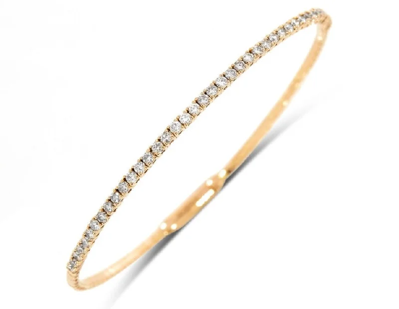 Wide metal bangle bracelets with engraved patterns for a luxurious and intricate look-14k Yellow Gold .99cttw Diamond Flexi Bracelet