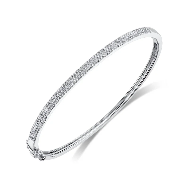 Classic bangle bracelets with clean lines for an elegant and versatile accessory-Diamond Hinged Bangle