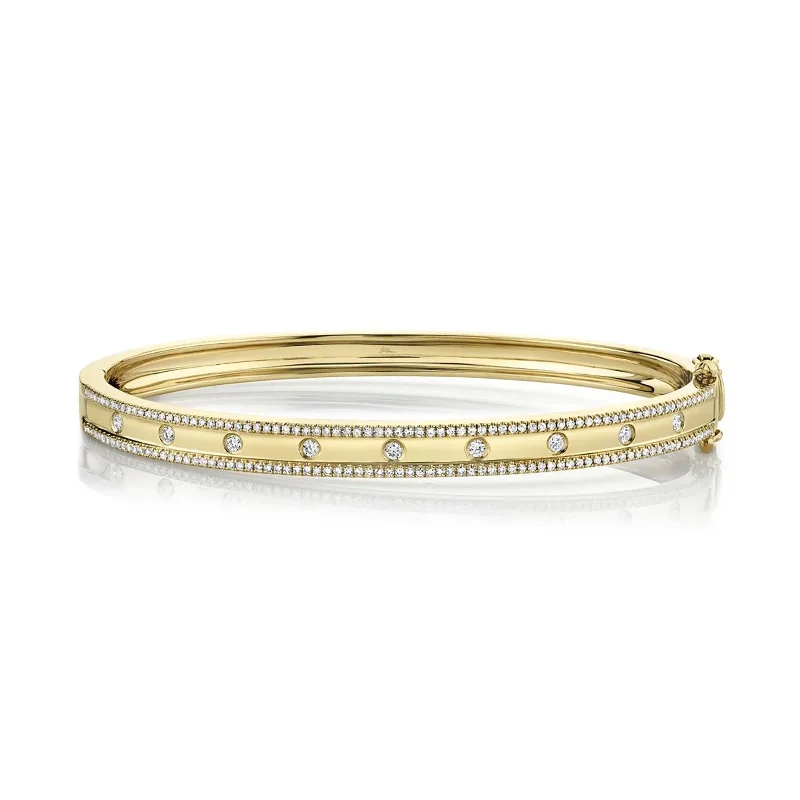 Gold bangle bracelets for women with a minimalist and sleek design-Diamond Hinged Bangle