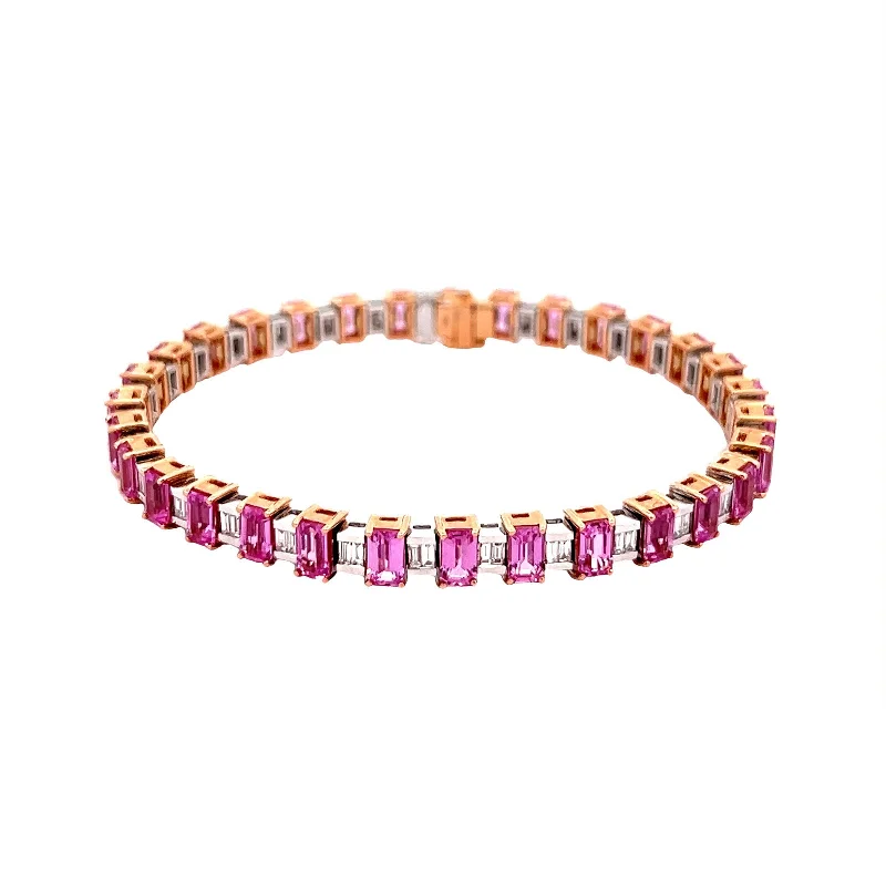 Colorful bangle bracelets with enamel details for a playful and youthful style-Pink Sapphire & Diamond Bracelet