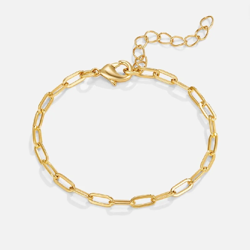 Best bangle bracelets with minimalist silver designs for a timeless, versatile look-18K Gold Paperclip Charm Bracelet