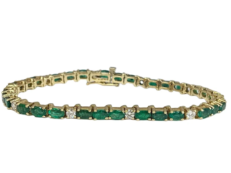 Best bangle bracelets with unique stone inlays for a one-of-a-kind accessory-18k Yellow Gold 2.40cttw Emerald & Diamond Tennis Bracelet