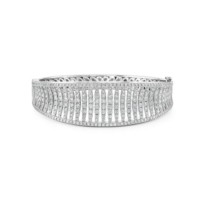 Wide bangle bracelets with boho-inspired patterns for a free-spirited design-18k White Gold Birdcage Cuff Bracelet