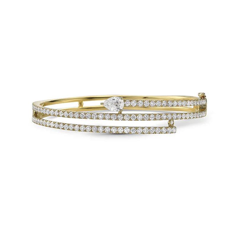 Bangle bracelets with braided leather straps for a chic, rustic vibe-18k Yellow Gold Wrap Bangle