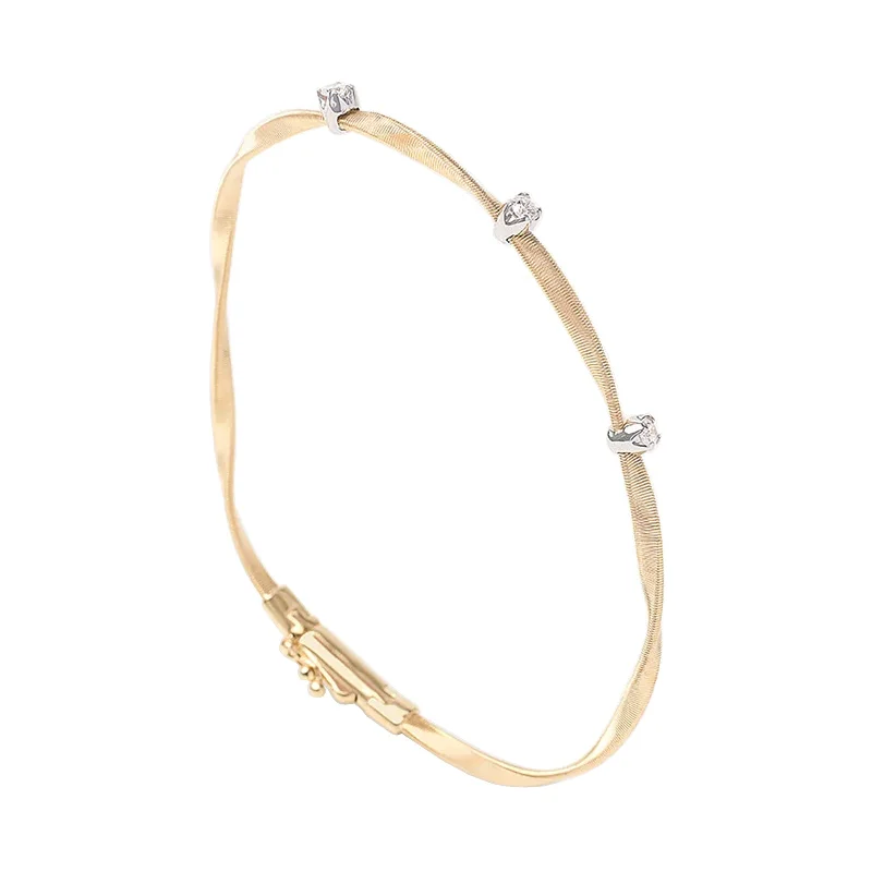 Adjustable bangle bracelets with toggle clasps for easy, secure wearing-Marrakech Twisted Coil Bracelet With Diamonds