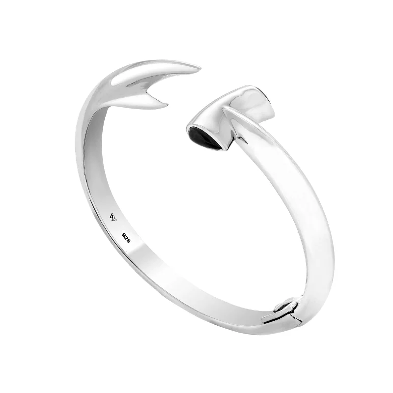 Best bangle bracelets with thin, delicate chains for an understated, sophisticated look-Black Spinel Hammerhead Bangle Bracelet