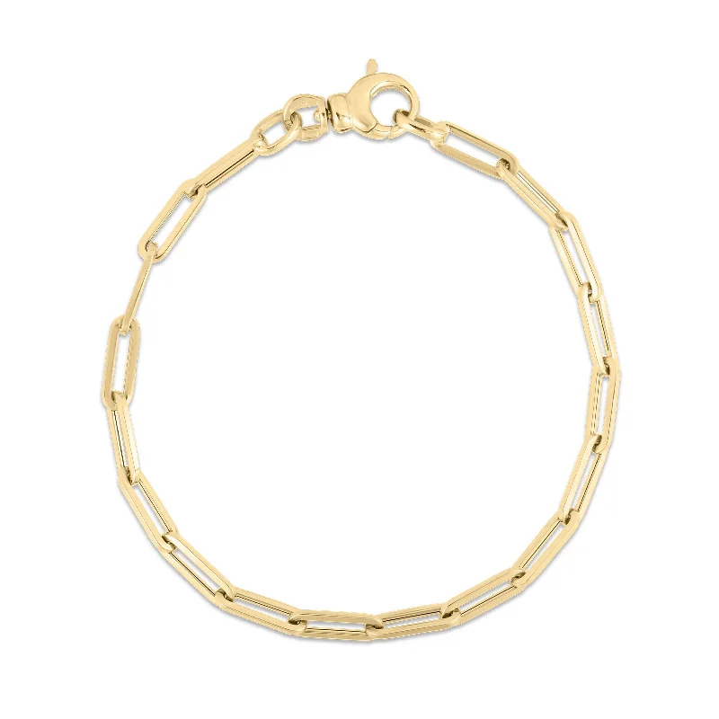 Lightweight bangle bracelets with subtle shimmer for an understated yet elegant look-Long Thin Paperclip Link Chain Bracelet