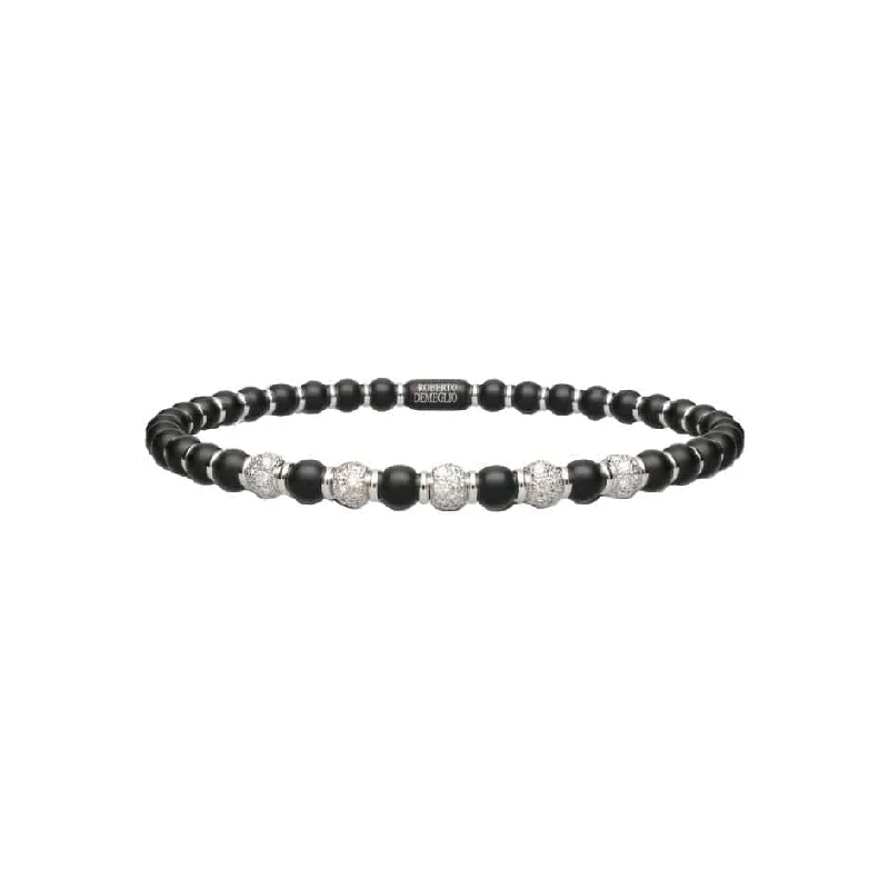 Best bangle bracelets with cubic zirconia inlays for affordable elegance and sparkle-Diamond and Black Ceramic Sfera Bracelet