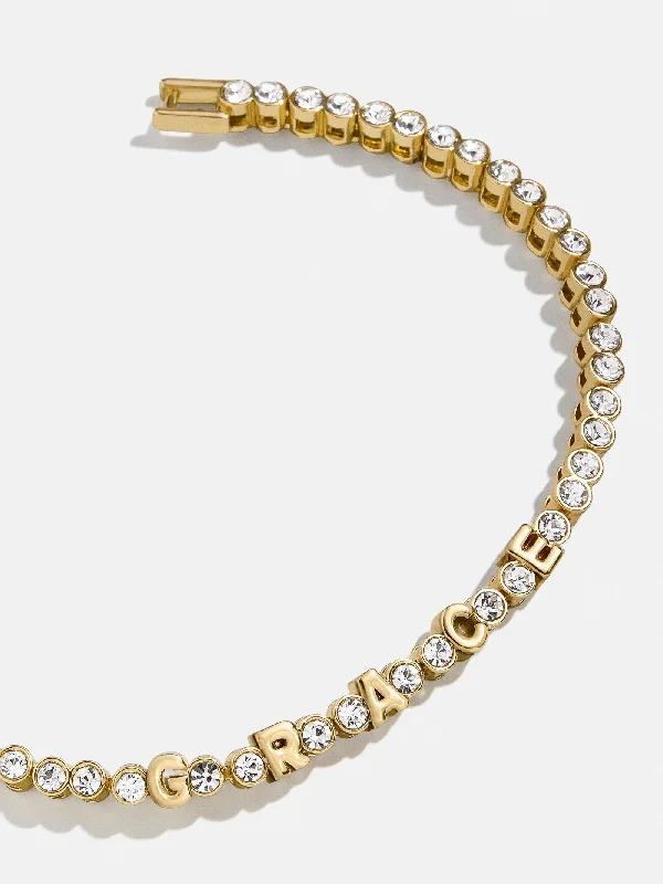 Vintage-inspired bangle bracelets with etched detailing for a timeless, antique look-Amalie Custom Tennis Bracelet - Gold/Pavé