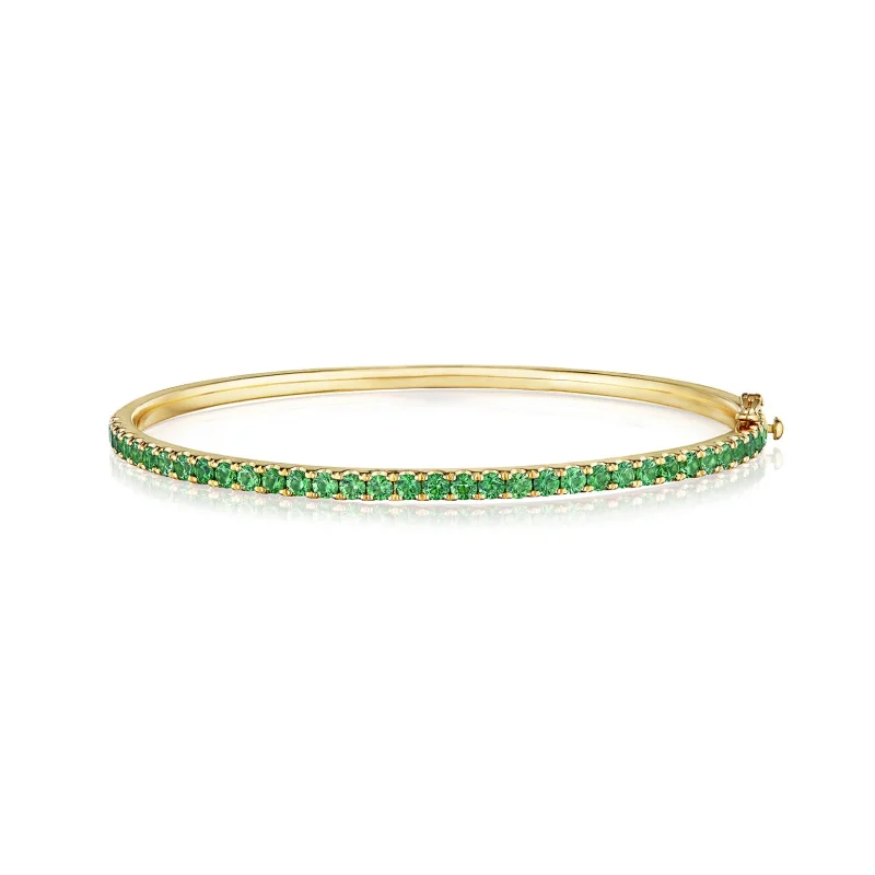 Best bangle bracelets with bright enamel colors for a fun and youthful style-Stackable Bangle with Tsavorites