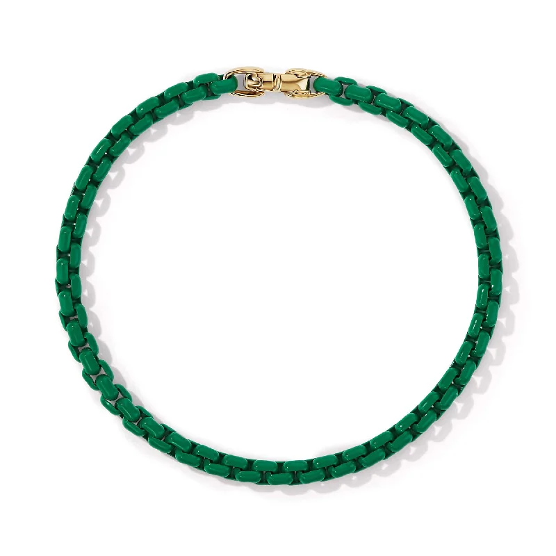 Best bangle bracelets with gold-filled material for an affordable luxury option-DY Bel Aire Chain Bracelet in Emerald Green with 14K Yellow Gold Accent