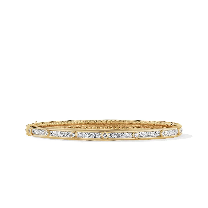 Best bangle bracelets with twisted rope designs for a textured, nautical-inspired look-Modern Renaissance Bracelet in 18K Yellow Gold with Full Pave Diamonds