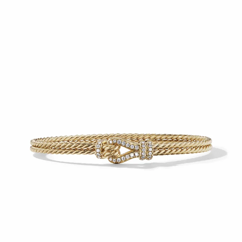 Best bangle bracelets with cubic zirconia inlays for affordable elegance and sparkle-Thoroughbred Loop Bracelet in 18K Yellow Gold with Pave Diamonds