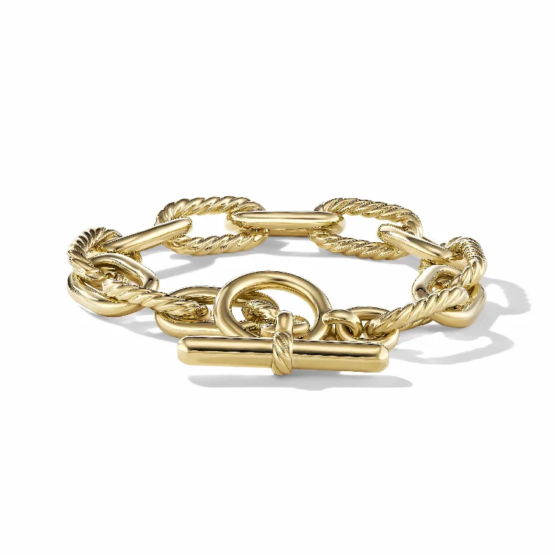 Best bangle bracelets with hammered gold finishes for a textured, rustic feel-DY Madison Toggle Chain Bracelet in 18K Yellow Gold