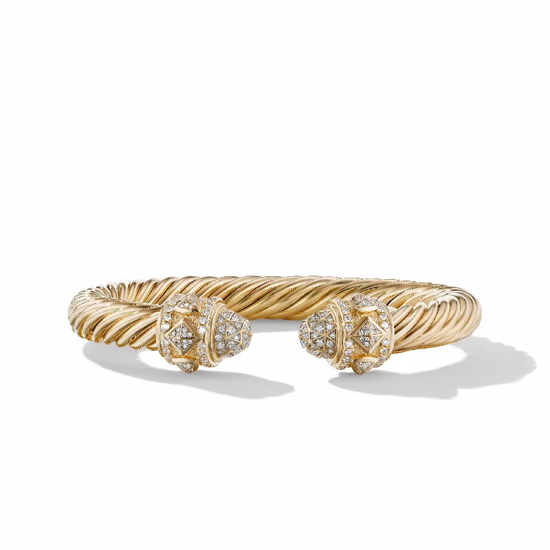 Best bangle bracelets for women with elegant gold designs for every occasion-Renaissance Bracelet in 18K Yellow Gold with Pave Diamonds