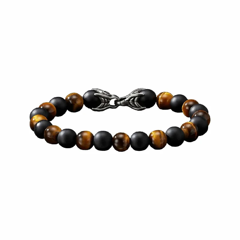 Best bangle bracelets with crystal accents for added sparkle and glamour-Spiritual Beads Bracelet in Tiger's Eye & Black Onyx