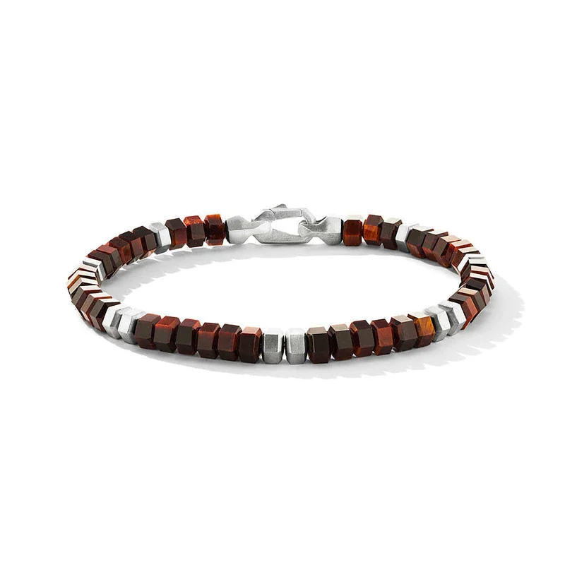 Wide bangle bracelets with bohemian designs for a bold and carefree style-Hex Bead Bracelet with Tiger's Eye