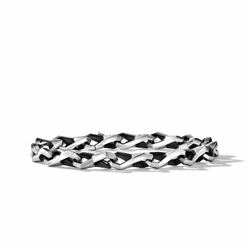 Best bangle bracelets with braided designs for a textured and sophisticated look-Faceted Link Bracelet in Sterling Silver