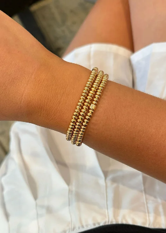 Customizable bangle bracelets with initials for a personalized, meaningful gift-Beaded Circles Single Stack Bracelet - Gold