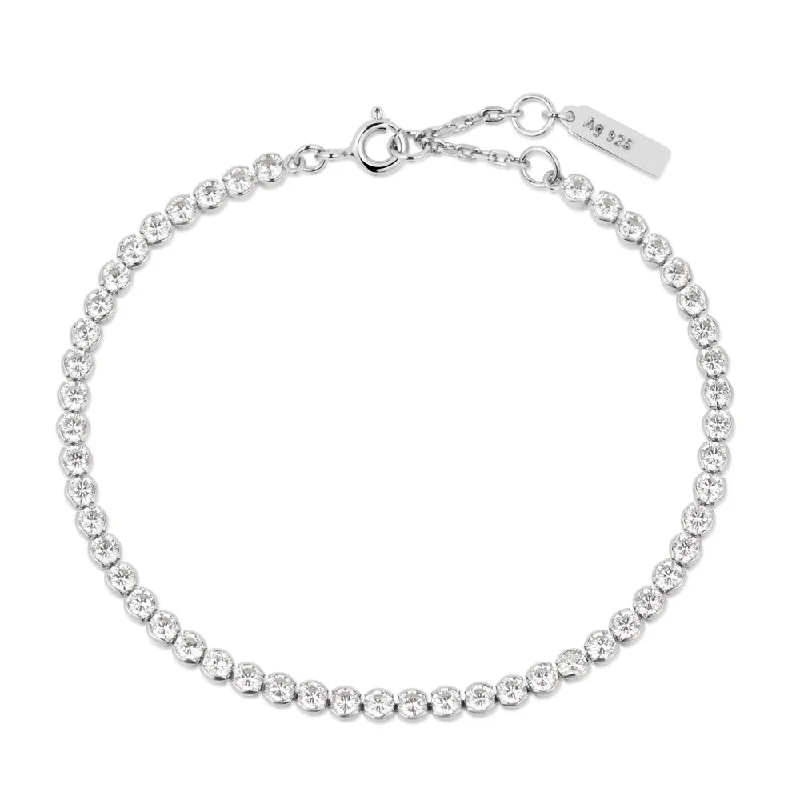 Stylish bangle bracelets with gemstone accents for a chic and modern look-Bezel Tennis Bracelet in Sterling Silver