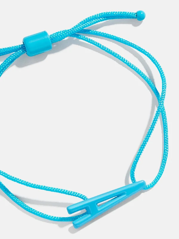 Wide bangle bracelets with boho-inspired patterns for a free-spirited design-East West Initial Cord Bracelet - Aqua