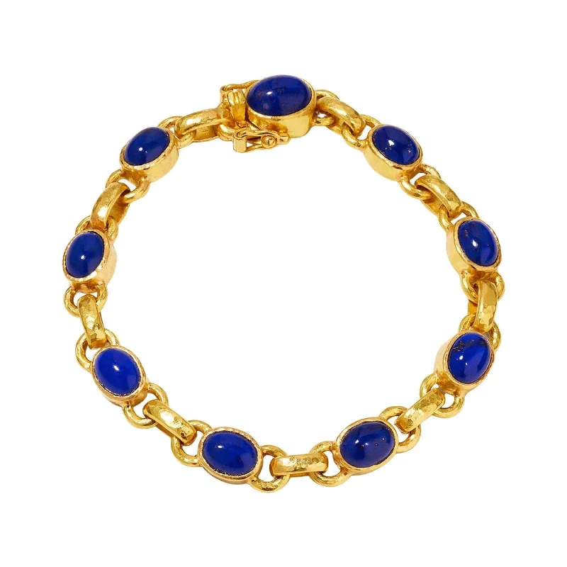 Bangle bracelets with enamel inlay designs for a colorful and eye-catching appearance-Lapis Link Bracelet