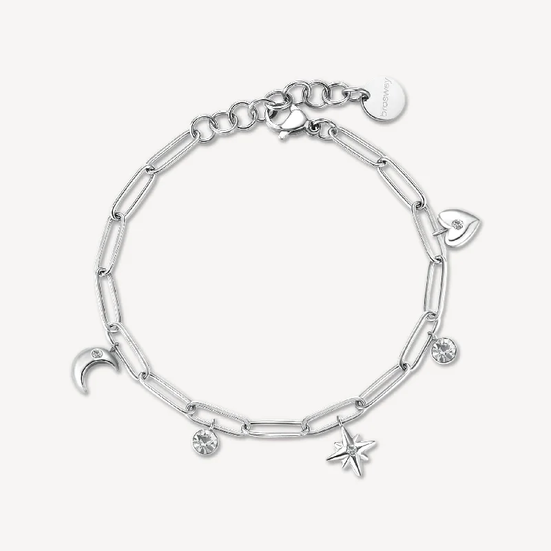 Best bangle bracelets with gold-plated finishes for an affordable luxury option-Charm Link Bracelet in Stainless Steel