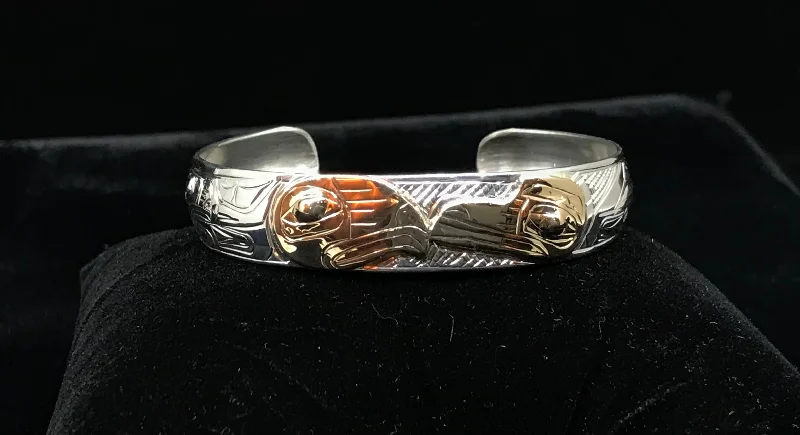 Stylish bangle bracelets with gemstone accents for a chic and modern look-Bracelet- G. Chilton: Silver, Gold Overlay, Various Design, 1/2"