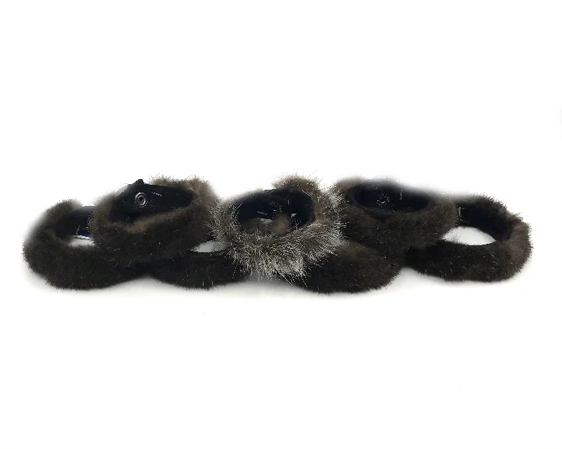 Vintage-inspired bangle bracelets with etched detailing for a timeless, antique look-Bracelet- Gho; Sea Otter Fur & Leather w/Snap