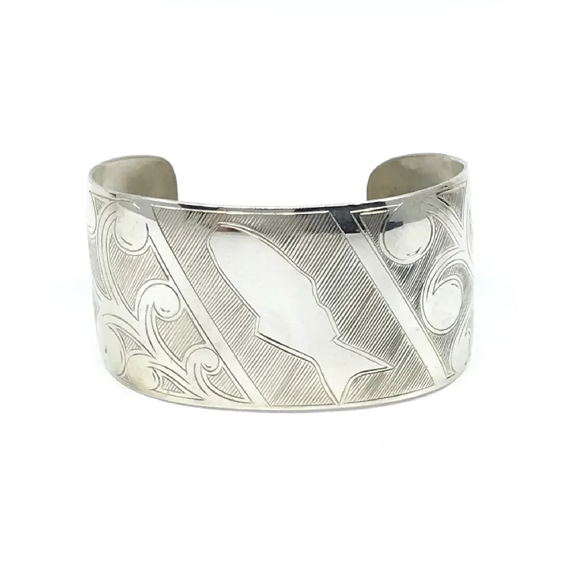 Sleek bangle bracelets with polished titanium for a modern and lightweight option-Bracelet- J. Galanin, Silver, Herring in Water, 1.5"