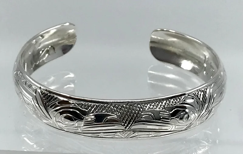 Best bangle bracelets with enamel detailing for a colorful and unique design-Bracelet- L. Chilton, Silver, Various Designs, 1/2"