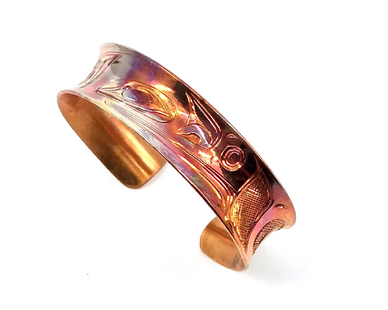 Best bangle bracelets with hammered gold finishes for a textured, rustic feel-Bracelet- N. Galanin, Heat-Treated Copper, Raven, 3/4"