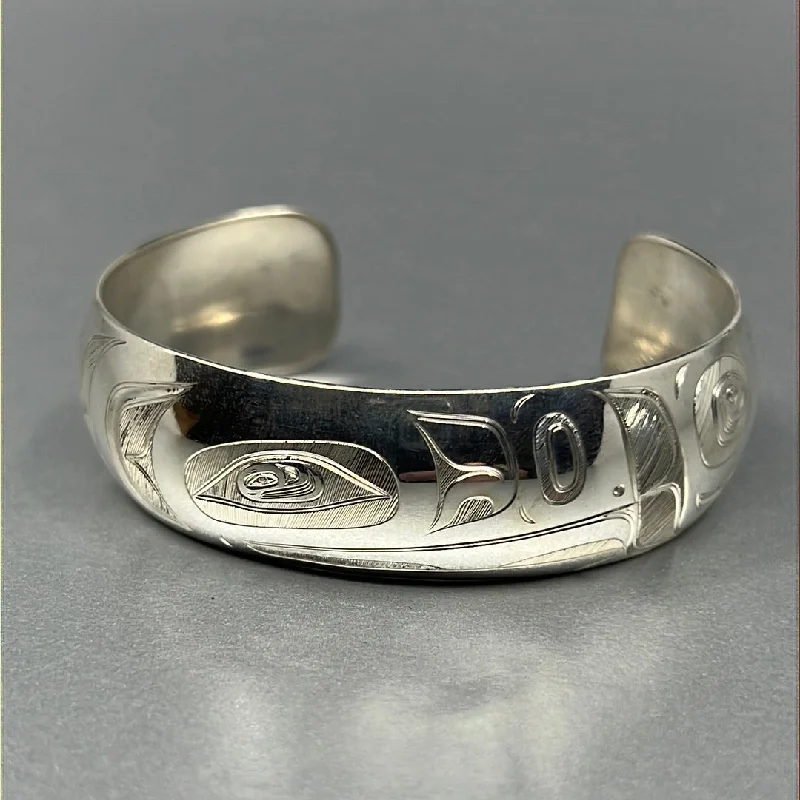 Elegant bangle bracelets with diamonds for a luxurious and sparkling accessory-Bracelet- N. Galanin: Silver, Raven, 3/4"