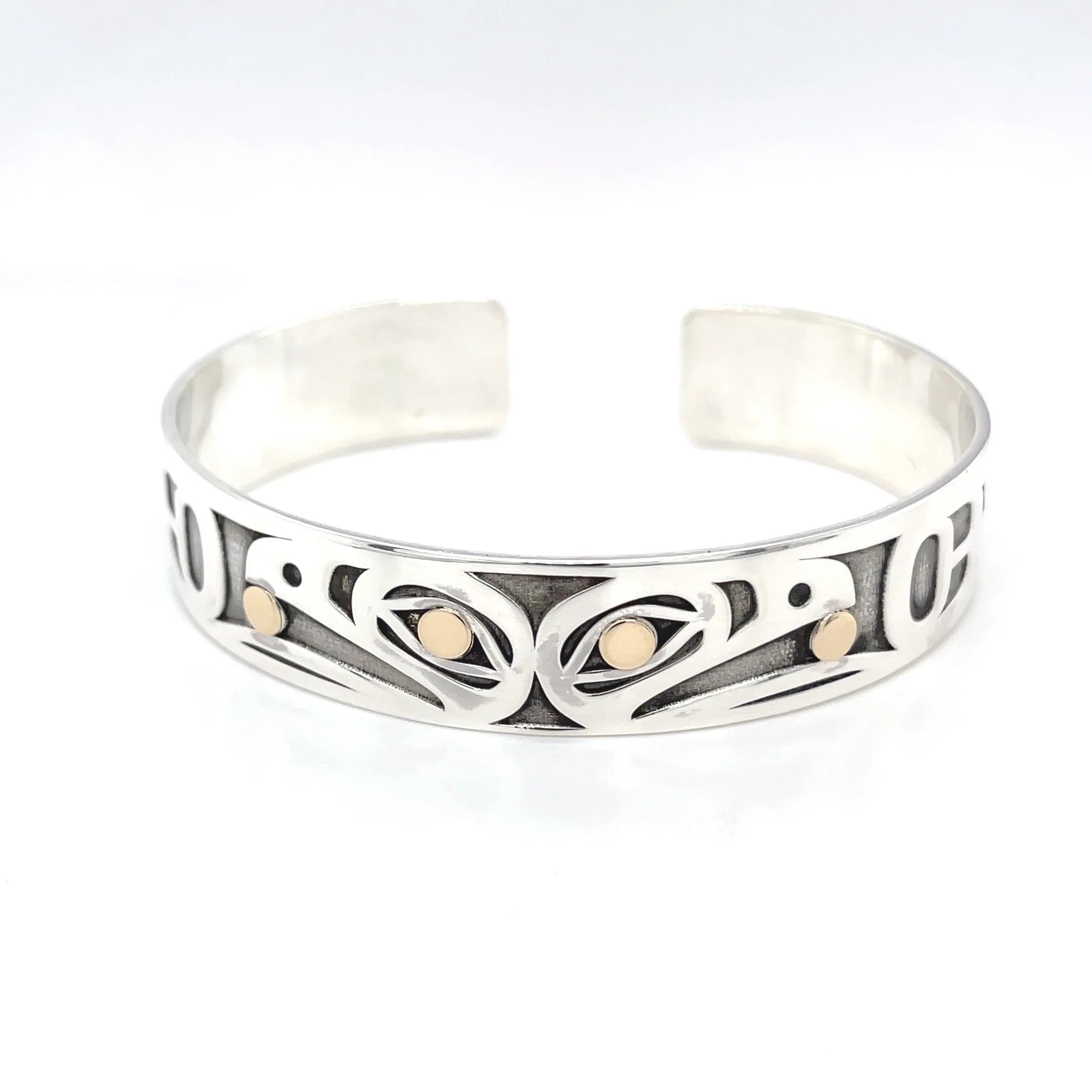 Bold bangle bracelets with textured finishes for a dynamic and modern style-Bracelet - Pauls; Silver, Gold, Split Raven, 1/2"