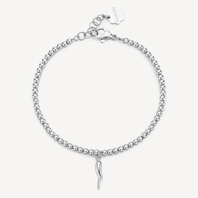 Luxury bangle bracelets with diamond accents for a sparkling, high-end accessory-Chakra Horn Bracelet in Stainless Steel