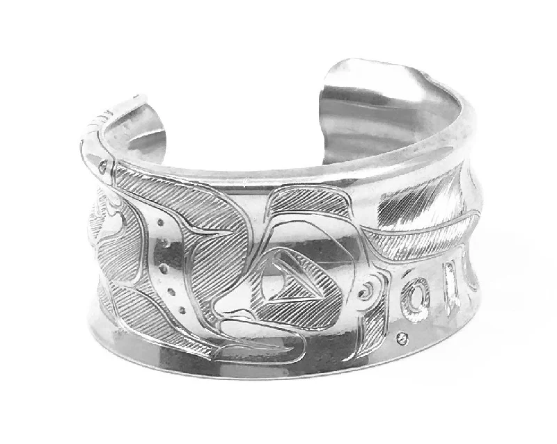 Best bangle bracelets with crystal inlays for a sparkling, glamorous appearance-Bracelet- N. Galanin, Silver, "Spirit Transformation", 1"