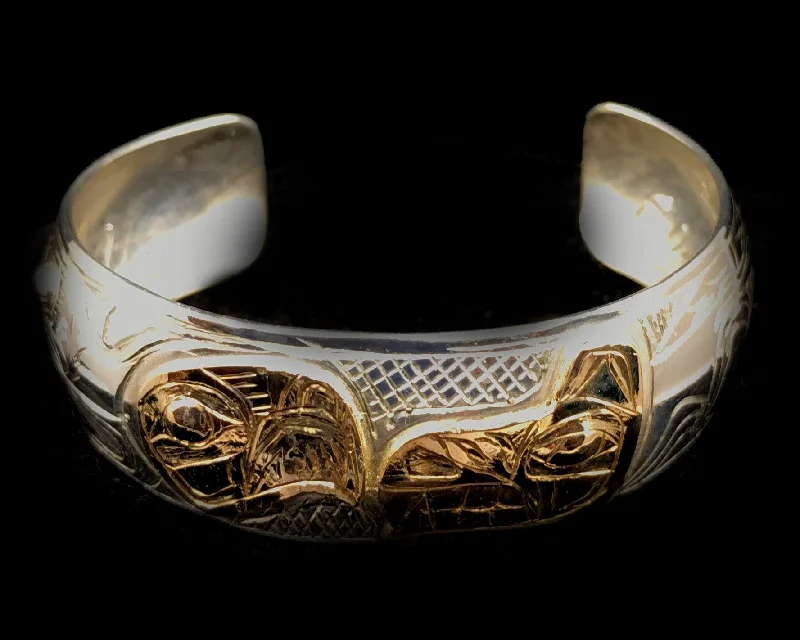 Bold bangle bracelets with mixed materials like wood, metal, and fabric-Bracelet - G. Chilton, Silver & Gold, 3/4", Various Designs