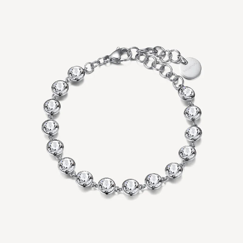 Sleek bangle bracelets with polished titanium for a modern and lightweight option-Crystal Link Bracelet in Stainless Steel