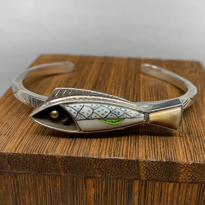 Wide metal bangle bracelets with engraved patterns for a luxurious and intricate look-Dawn Wallace Fish Bracelet