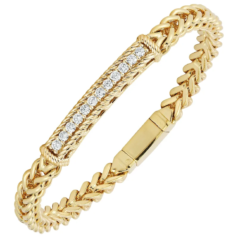 Best bangle bracelets with gold-plated finishes for an affordable luxury option-Diamond Bar Bracelet in 14K Yellow Gold