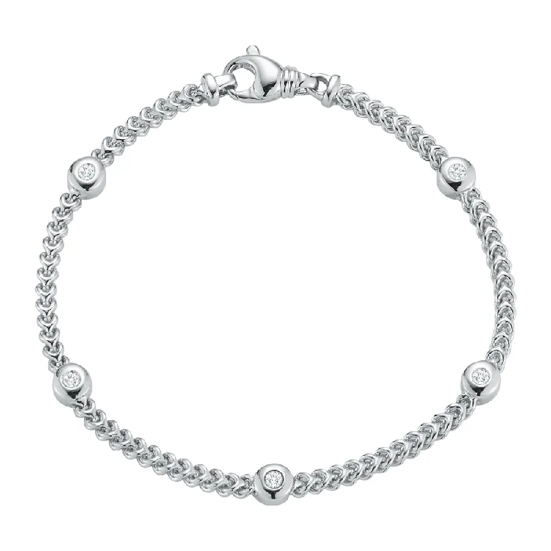 Lightweight bangle bracelets with subtle shimmer for an understated yet elegant look-Diamond Bezel Station Bracelet in 14K White Gold