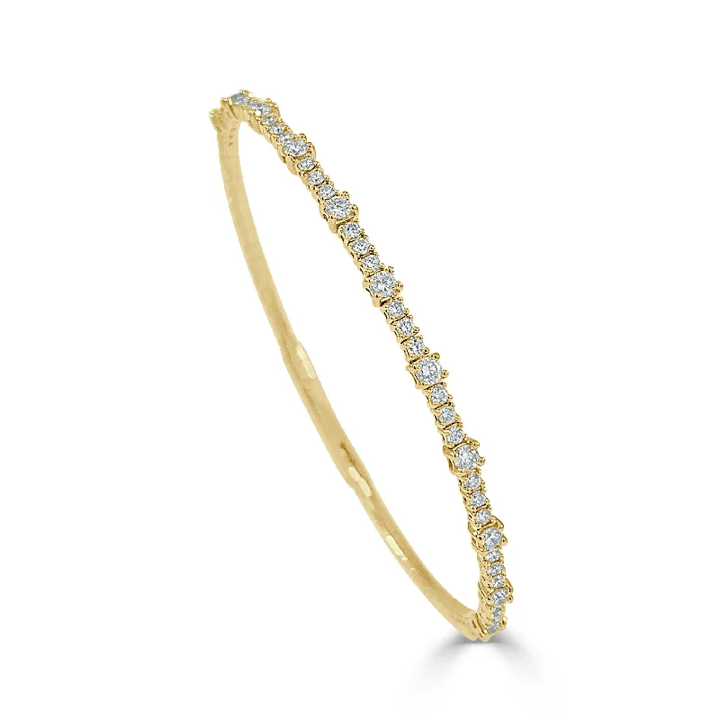 Best bangle bracelets with solid gold for an elegant and luxurious design-Diamond Graduated Flexible Bangle in 14K Yellow Gold