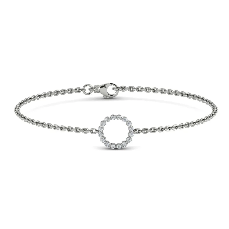 Best bangle bracelets with customizable charms for a personalized, unique piece-Diamond Open Circle Bracelet in 14K White Gold