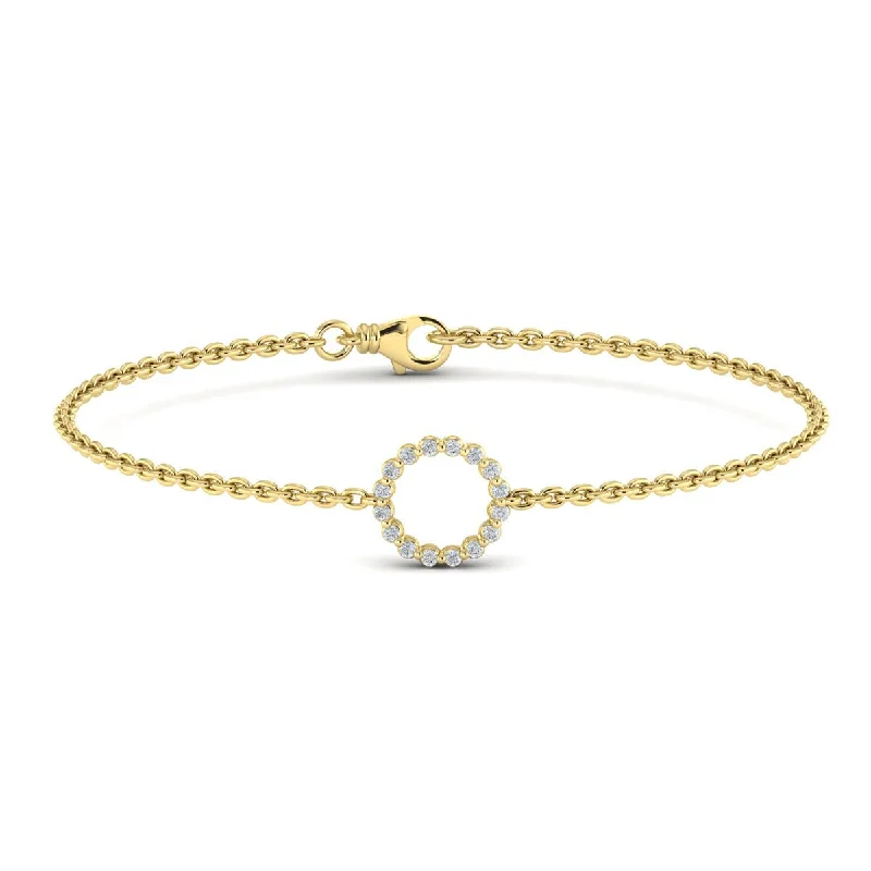 Best bangle bracelets with crystal accents for added sparkle and glamour-Diamond Open Circle Bracelet in 14K Yellow Gold